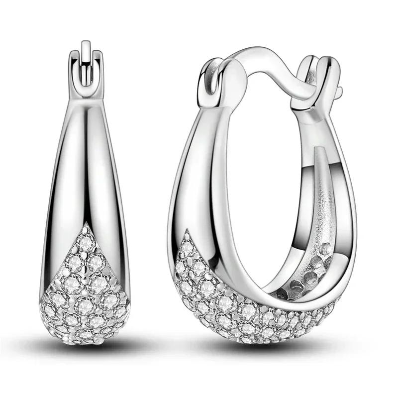 925 Silver Love Feather Moon Star Heart Earrings Fit Original Charms Hoop for Women Girls Stud Earring Jewelry Gifts