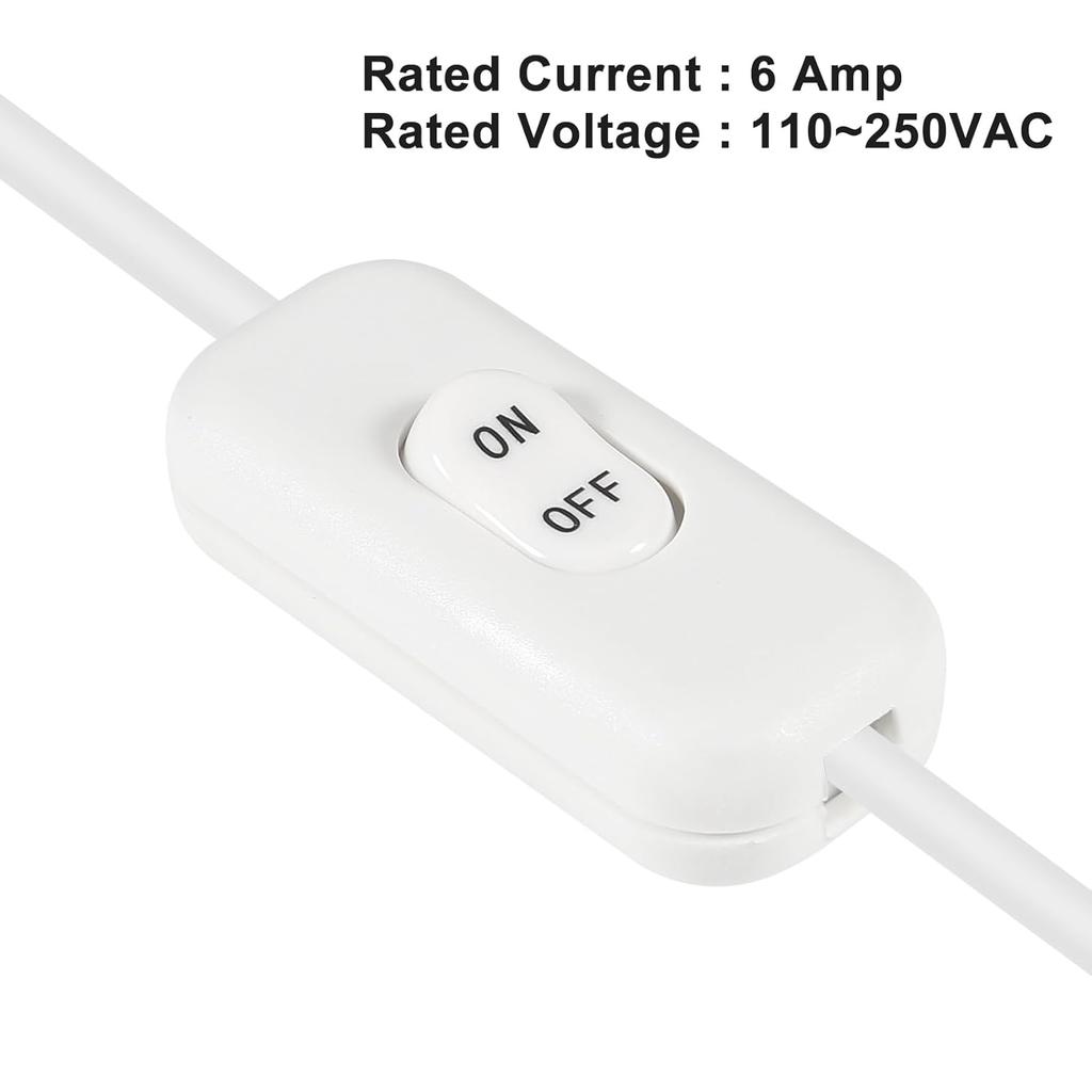 2pcs Inline Cord Switch, AC 250V 6A On-Off Lamp Control Appliance Switch for Bedroom Table Lamp Desk LED Lights(White)