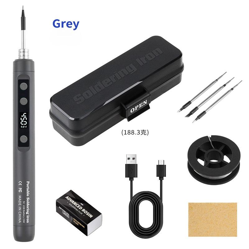Digital Display USB Soldering Iron 5V/15W Adjustable Temperature Cordless Welding Tool for Electronics Repair & DIY Projects