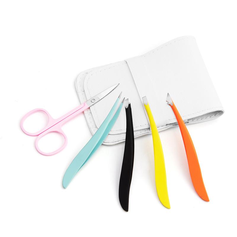 4/5 Pcs Eyebrow Tweezer Colorful Hair Beauty Fine Hairs Puller Stainless Steel Slanted Eyebrow Clippers Removal Makeup Tools