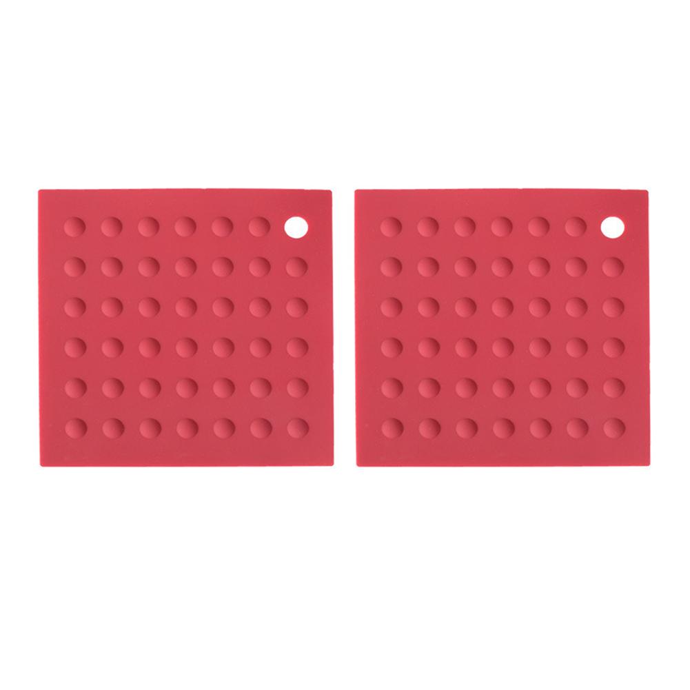 Heat Resistant Silicone Square Mat with Dot Texture Non Slip Cooking Trivet for Kitchen Table 18 by 18 Centimeters красный
