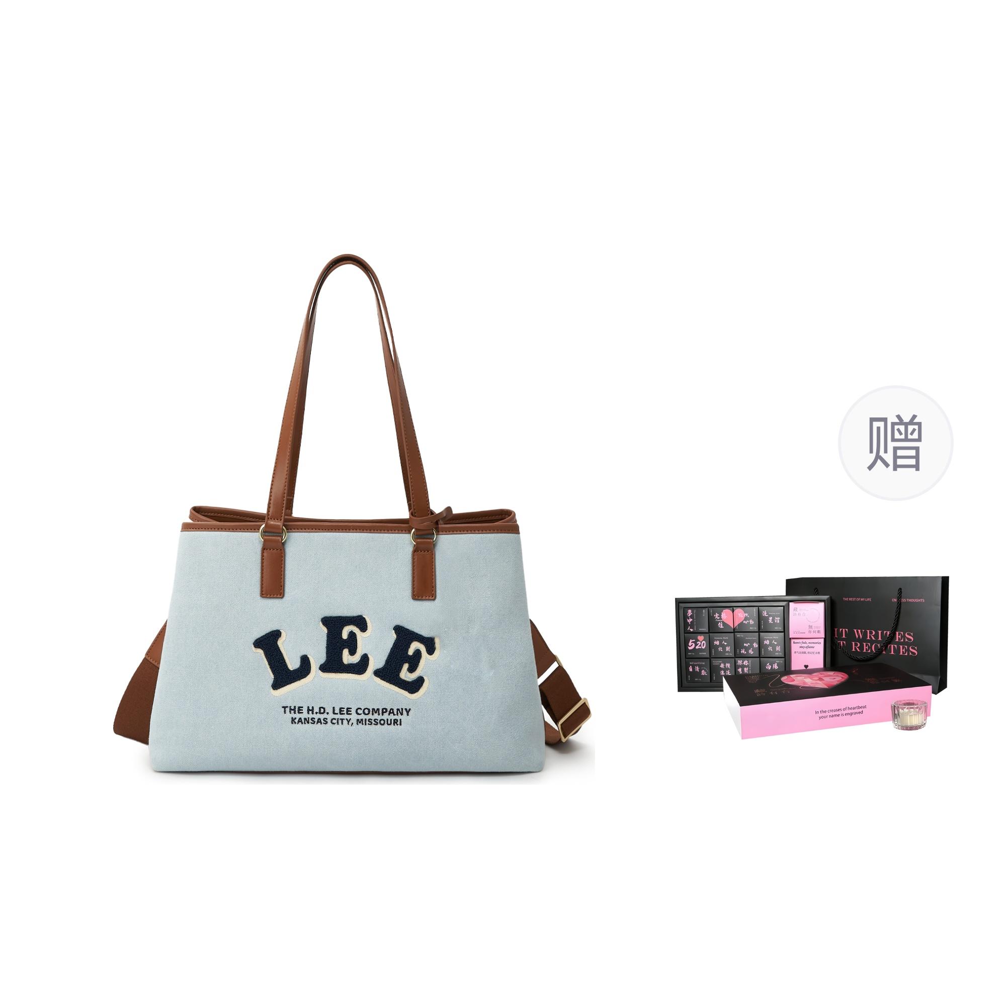 

New Lee Fabric Crossbody Handbag, Shoulder Bag Regular Women s Light Blue LE250109M-502 39.1*15.0*24.9CM