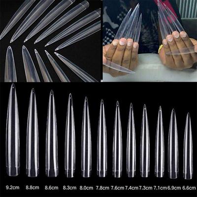 60pcs Stiletto False Nail Clear Extra Long Sharp Curve Nail Art Tips Square Artificial Half Cover Acrylic Fake Nail Tools Kit