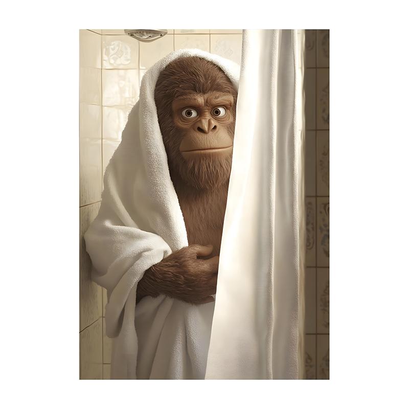 Cute Shower Dog Bathroom Decor Poster Dog in Bathtub Print Animal Murals Canvas for Home Decor Dog Lover Gifts