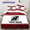 Custom Name New Jersey Devils Pattern Bedding Quilt Set  Home Decoration  Gift (1 * duvet cover + 2 * pillowcase  without core)