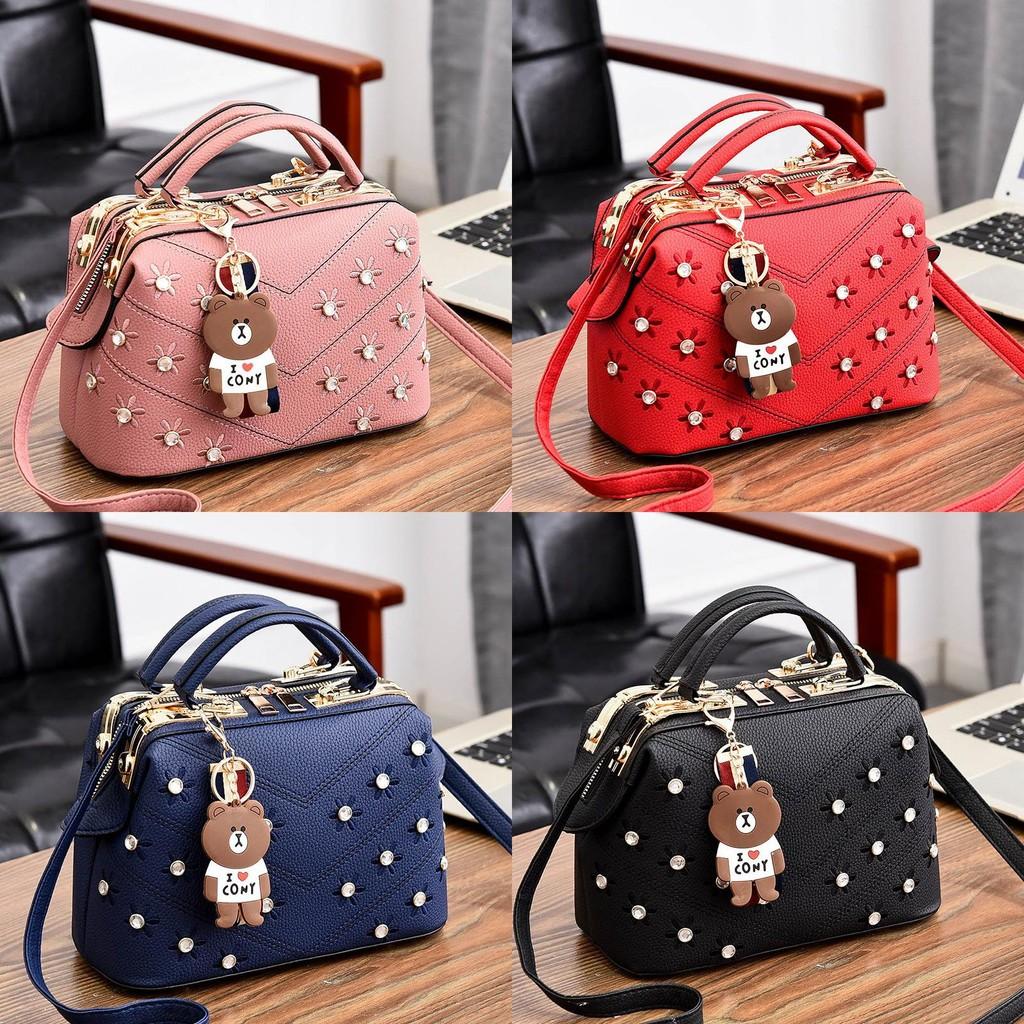 Vintage Flower Embroidery Trendy Pu Crossbody Purse Hidden Pocket Bags Sequin