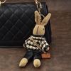 Delicate Play Dead Rabbit Doll Key Accessory Soft And Classical Pattern Backpack Pendant for Various Outfits