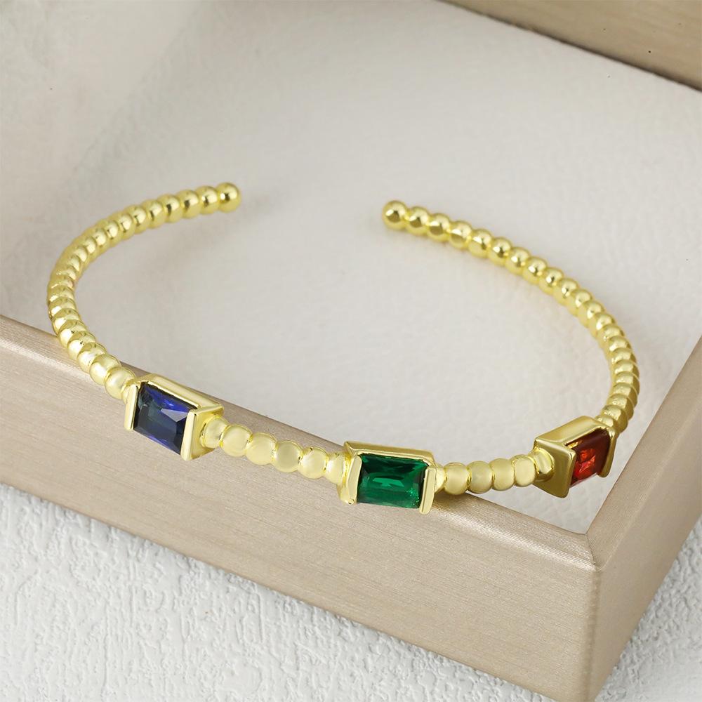 European and American Fashion Minimalist Style Zircon Open Bracelet for Women, Niche, Exquisite and Versatile