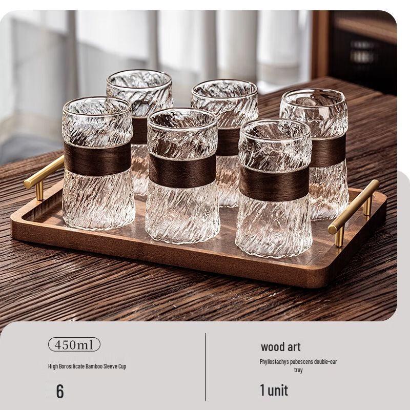 Jiakangming Embossed Heat-Resistant Glass Drinking Cup Set