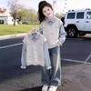 Girls' Faux Two-Piece Hoodie – Stylish Spring/Autumn Shirt Collar Top