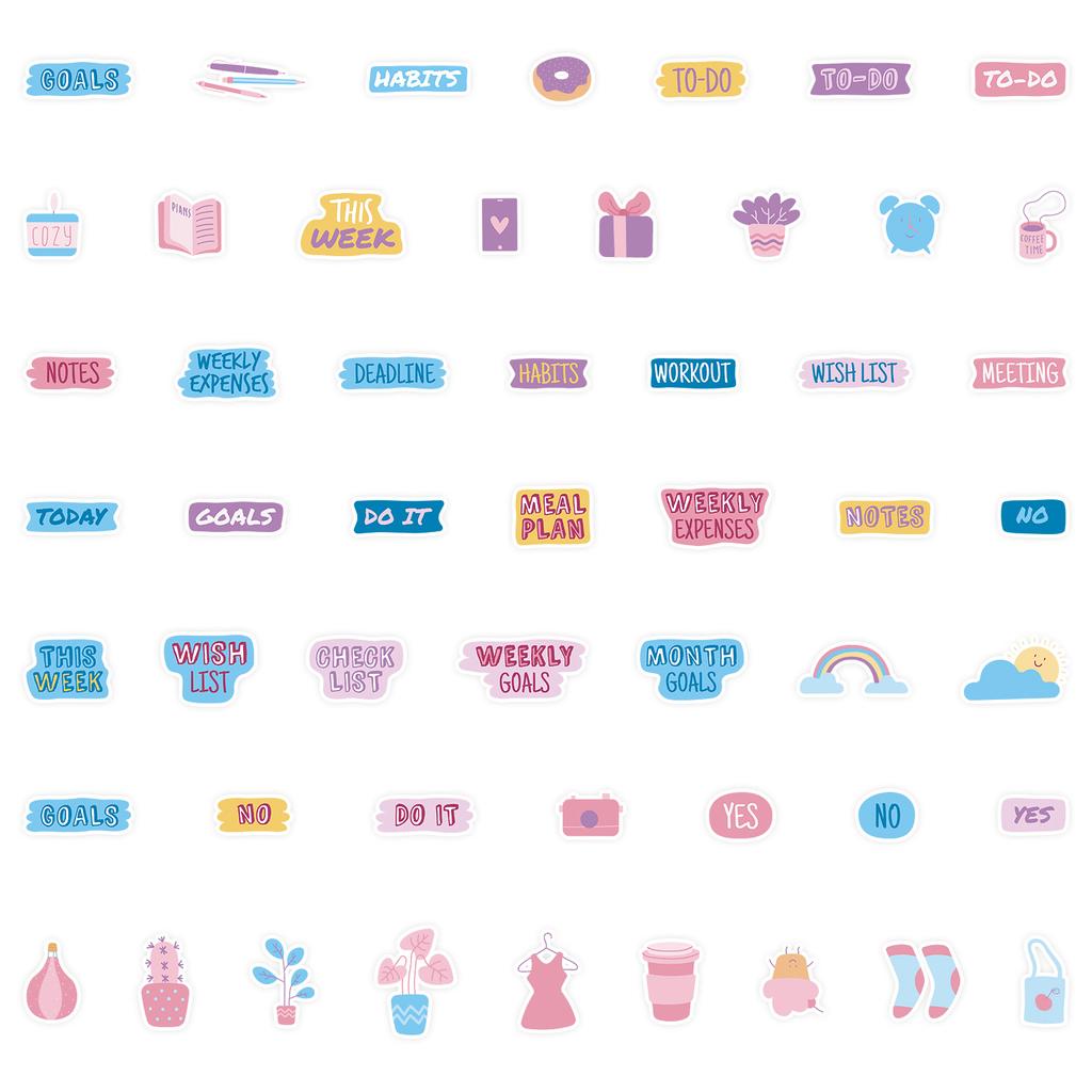 50 Plan Stickers Doodle Stickers Suitcase Car Notebook Refrigerator Water Cup Waterproof Decorative Stickers
