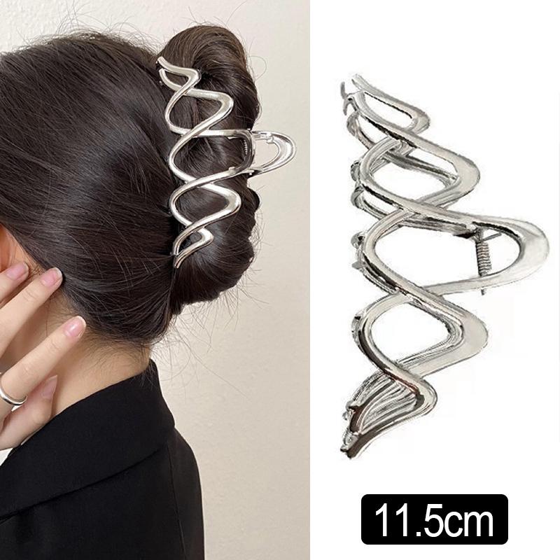 Elegant Geometric Wave Gold Silver Color Hair Claw Clip for Women Metal Large Hair Crab Clamp Hairgrip Korean Hair Accessories Headwear