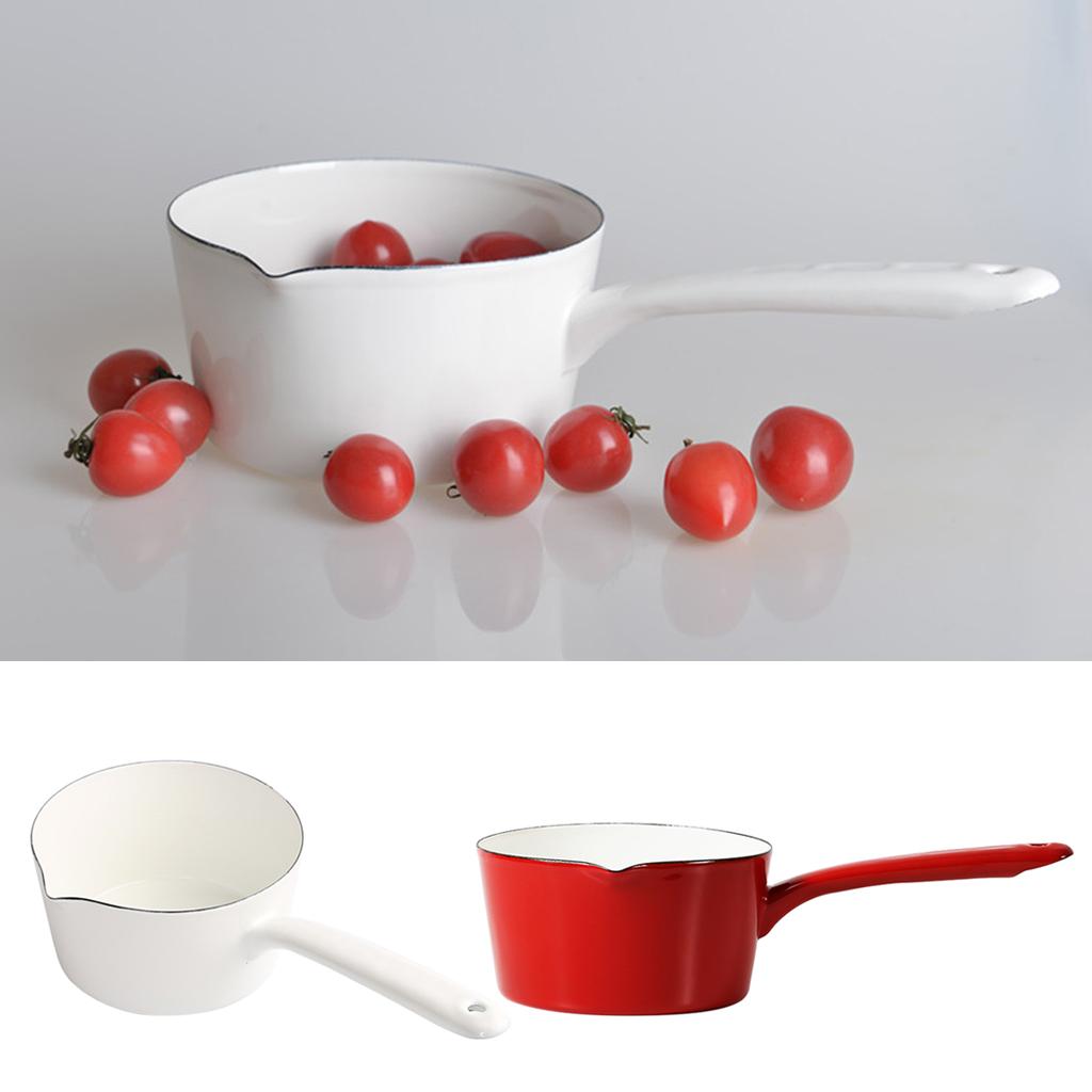 Pentola da cucina smaltata per latte 1-1,1L Universale Manico per pentola per preparazione di salse, zuppe, porridge