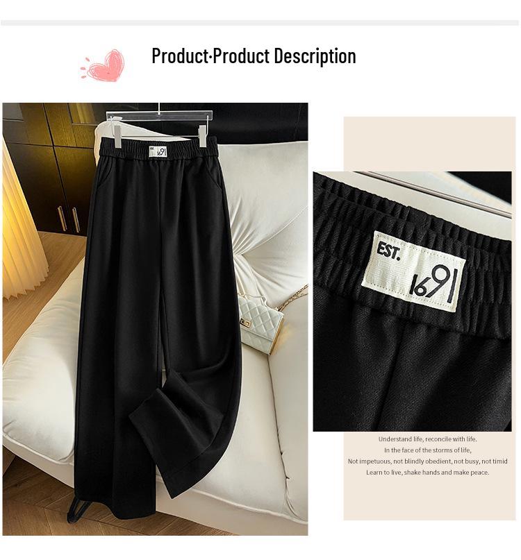 Pantalon amincissant en laine taille haute - Grande taille 200/300 Jin Jambe droite, Coupe ample, Pantalon long décontracté d'hiver pour grandes tailles