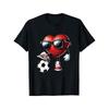 European Sizes Children Boys' Fashion Short Sleeve T-Shirt with Valentine'S Day and Soccer Elements Print Casual Outdoor Top, Crew Neck