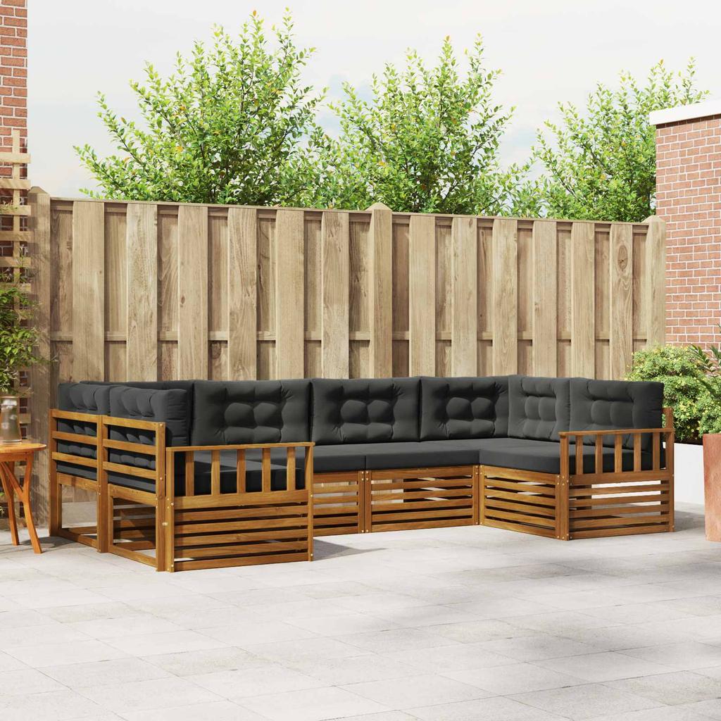 Outdoor Sofa Set with Cushions 6 Pcs Natural and Anthracite