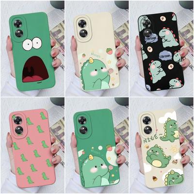 Puzdro pre OPPO A1 A1Pro 5G A15 A17 A17K A58 A52 A33 Luxusný roztomilý dinosaurus kreslený vzor Ochranný tekutý silikónový zadný kryt pre OPPO Fundas Coque