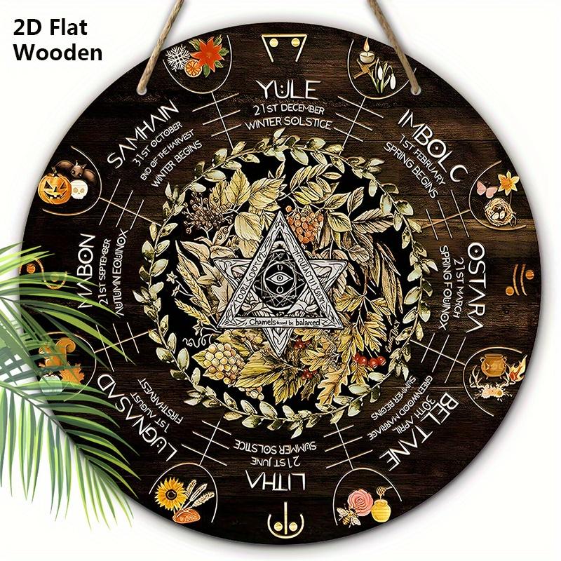 

Wheel Year Wooden Sign, Sabbats Pagan Witch Sign, Wiccan Holidays, Wicca Calendar, Yule Altar, Celestial Sign, Halloween, Christmas Decoration 20cm/7.87in чёрный