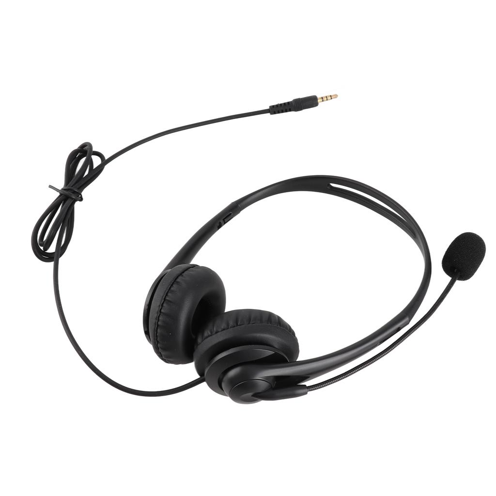 3.5mm Computer Headset with Microphone Noise Cancelling Head Mounted Headphone Wired Call Center Headsets for Business
