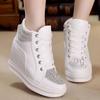 2025 Women's Wedge Heel Sneakers: High-Top Casual Shoes with Height Boost for Spring & Autumn.