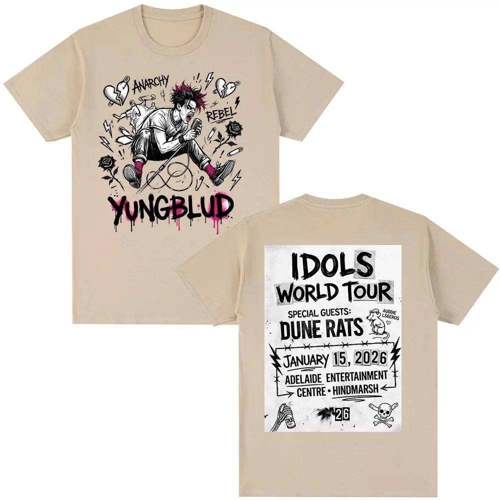 Singer Yungblud IDOLS World Tour 2026 TShirt Fan Gift Mens Wear Fashion Short Sleeve TShirt 100 Cotton Casual TShirt