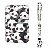 New Panda Printing Plastic Card Holder with Long Lanyard Slide Card Case ID Card Protective Cover