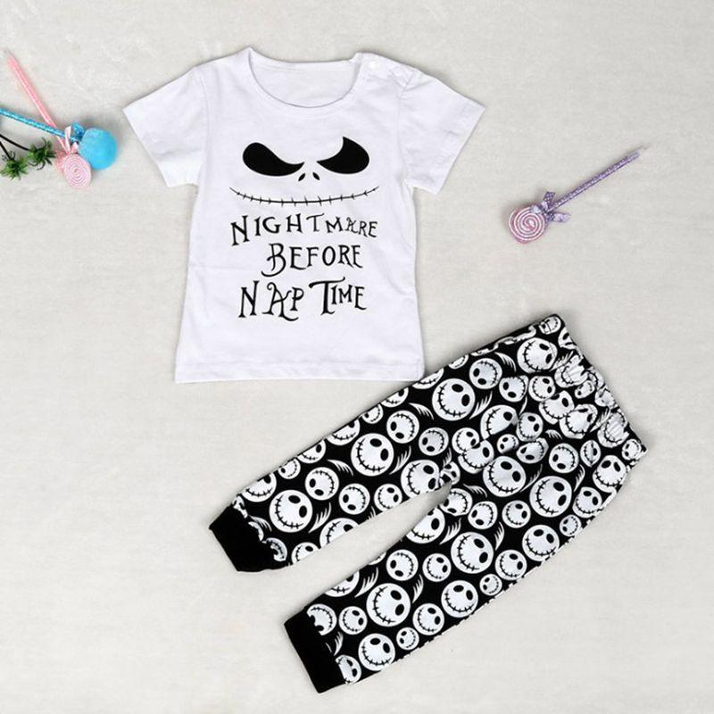 Adorable Halloween Baby Boy Girl Cotton Top T-shirt With Stripe Long Pants Set