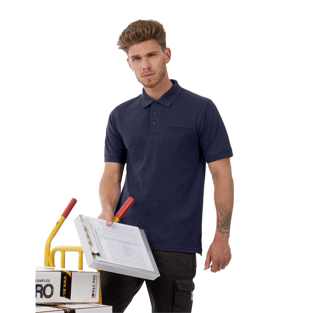 B&C Mens Energy Pro Pocket Polo Shirt