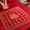 Wedding Blessing Cushion Set: Bride's Happy Quilt & Red Dowry Bed-Pressing Pillow Set.