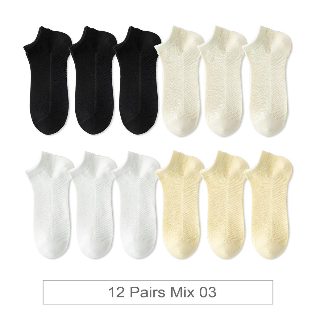 12 Pairs New Woman Cotton Socks Short Thin Mesh Breathable Sock Short Low Cut Colorful Summer Girl Sock