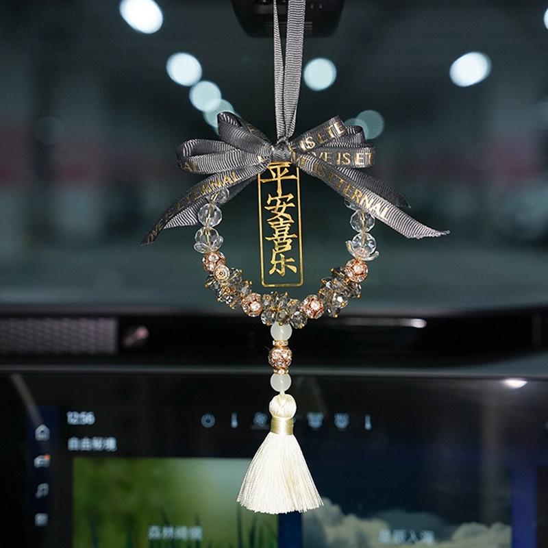 

Chinese Traditional Style Car Pendant Crystal Lucky Wheat Hanging Ornament For Car Interior сірий