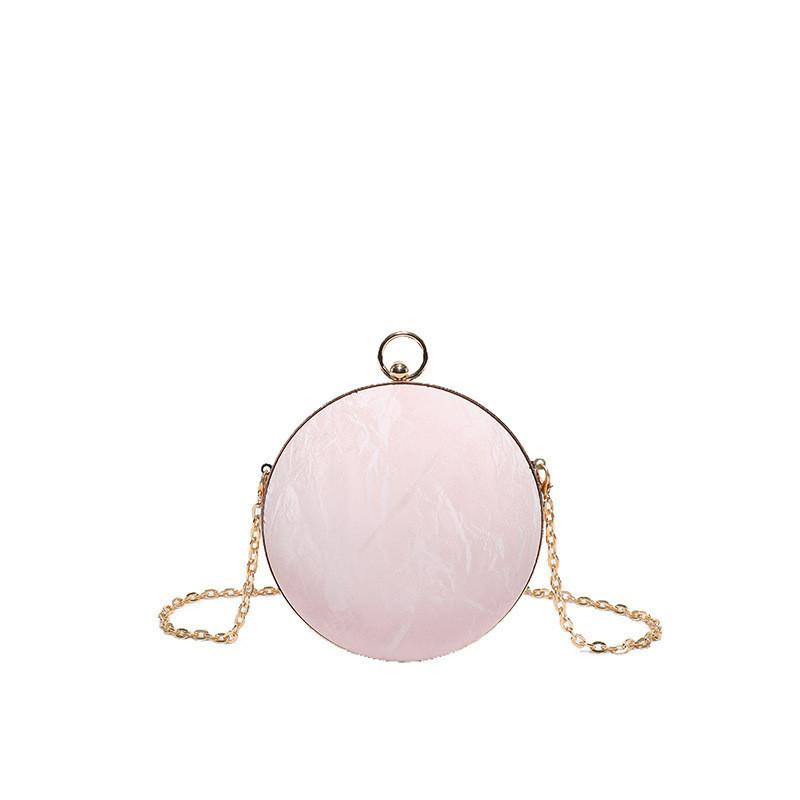 Trendy Street Style Round Handbag 2024 Fashionable Pu Leather Shoulder Bag For Women With Chain Strap