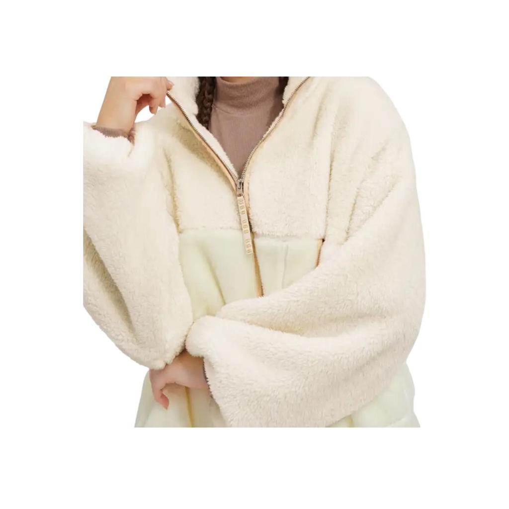 UGG Color Block Stehkragen Reißverschluss Figurbetont Langarm Jacke Damenjacken Weiß 1134993-CRM