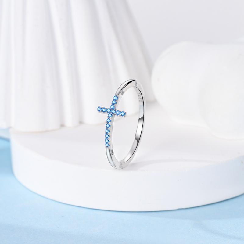 Blue Zircon Devil's Eye 925 Sterling Silver Rings for Women Couple Evil Hand Palm Star Moon Stackable Ring Party Charms Jewelry