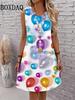 2026 Women's Dress Summer Fashion Abstract Cat Pattern Sleeveless Dress Loose Sundress Casual Graffiti 3D Print Plus Size Dress