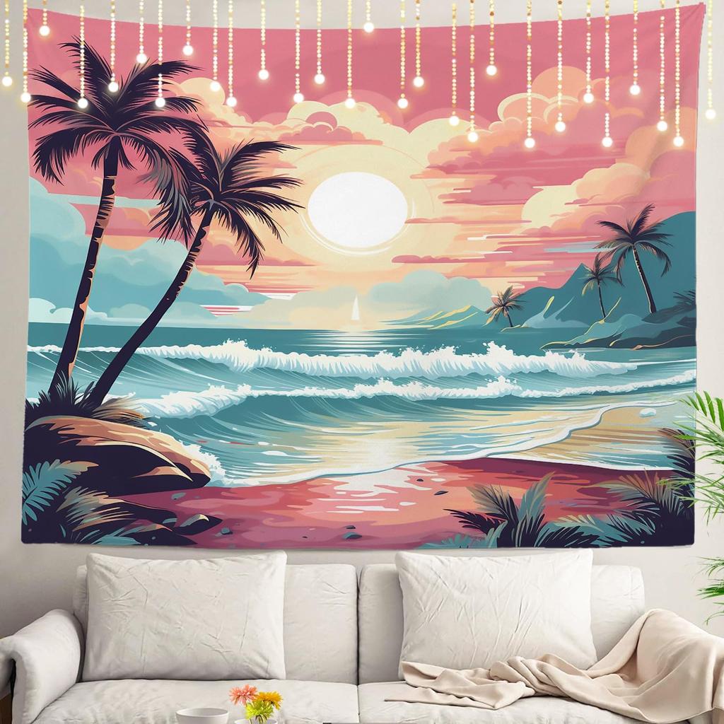 Northern Lights Wall Tapestry,View Over A Lake Green Storm Cloud Sky Wall Hanging Large Tapestry Decoration Polyester Fiber
