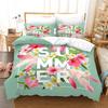 Flowers Queen Bedding Set 3D Print Singlesided Printed Comforter Plant Leaves Romantic and Warm Duvet Bedding Cover For Girls