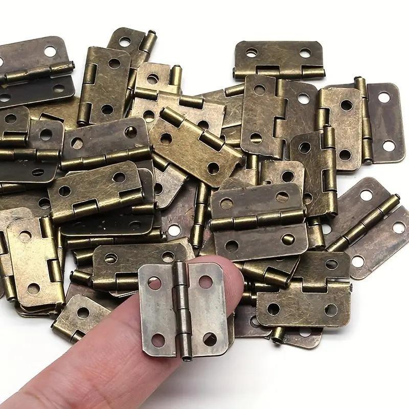 50pcs Mini Hinge Retro Decoration Hinges with Screw For Crafts Wooden Box Jewelry Chest Cabinet