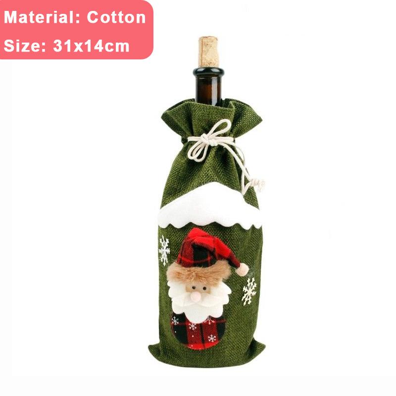 2/1Pcs Creative Christmas Wine Bottle Set Golden Velvet Dress Santa Claus Wine Bottle Cover Xmas New Year Dinner Table Decors