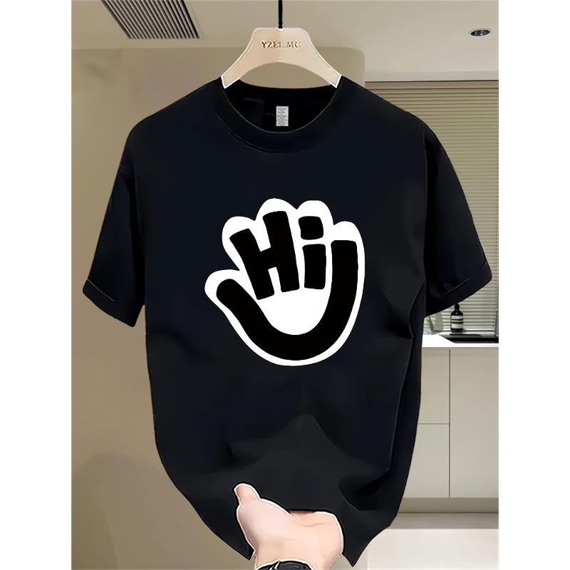 

Европейские размеры Тяжелый Чистый Хлопок Модный Бренд С Принтом Короткий Рукав Футболка Мужская Летняя Новая Большого Размера Универсальный Повседневный Топ S чёрный