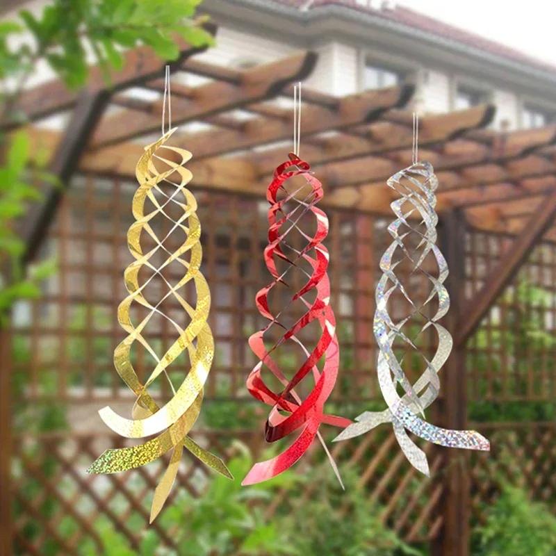 Hangable Radar Reflective Bird Repellent - Silver Spiral Wind Spinner - Effective Bird Deterrent for Gardens Chase Birds