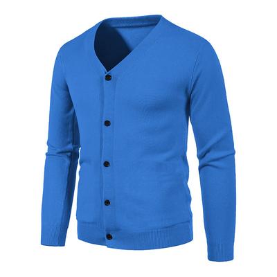 Solid Color Sweater Men's Cardigan Knit Men's V-neck Slim Fit Button Base Layer