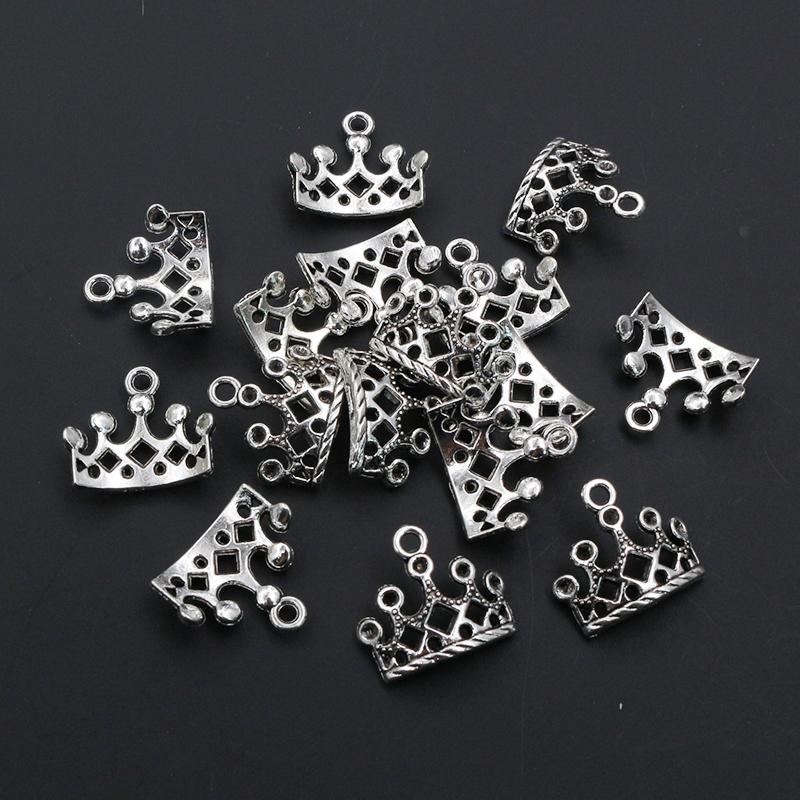 

40pcs 16x17.5mm Zinc Alloy Metal Crown Charms Pendant DIY Jewelry Making Accessories for Necklace Bracelet античный серебряного
