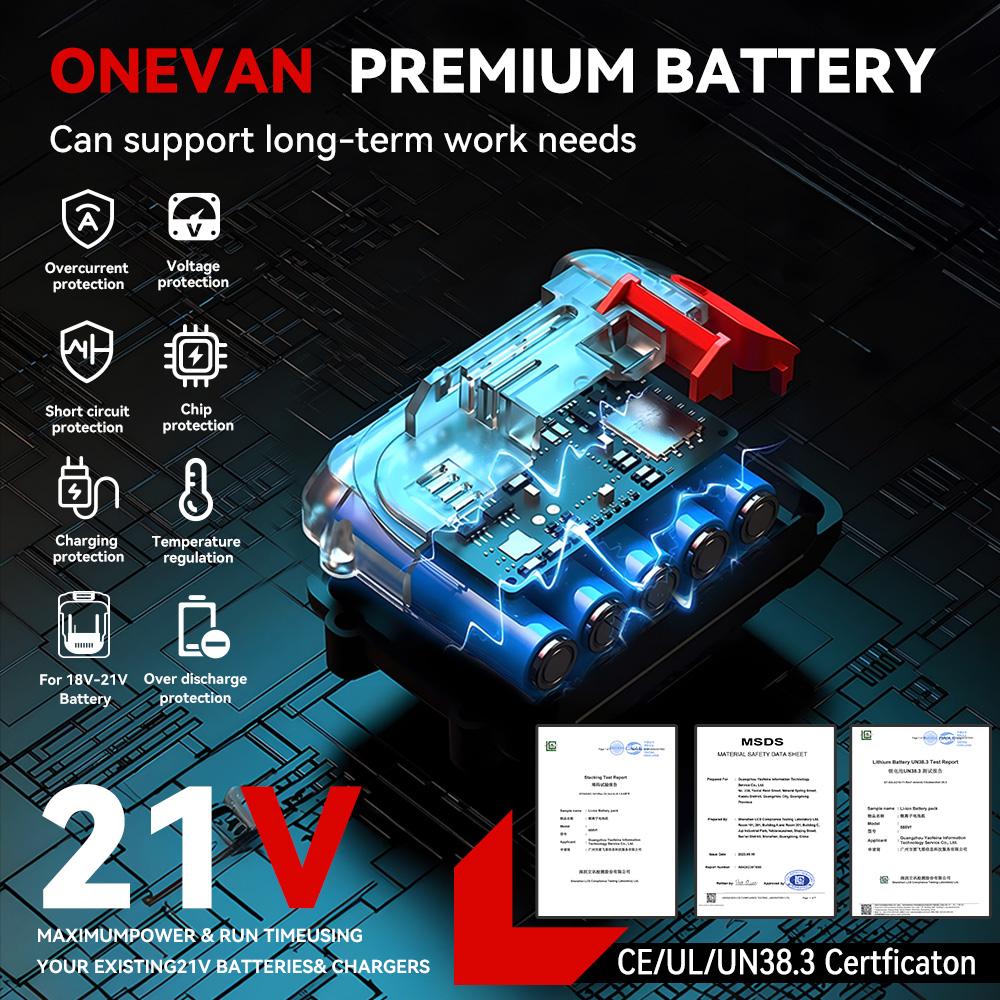ONEVAN 25+3 Torque Electric Impact Drill Multifunctional 2 Gears Cordless Hammer Drill Power Tool For Makita 18V Battery Pin