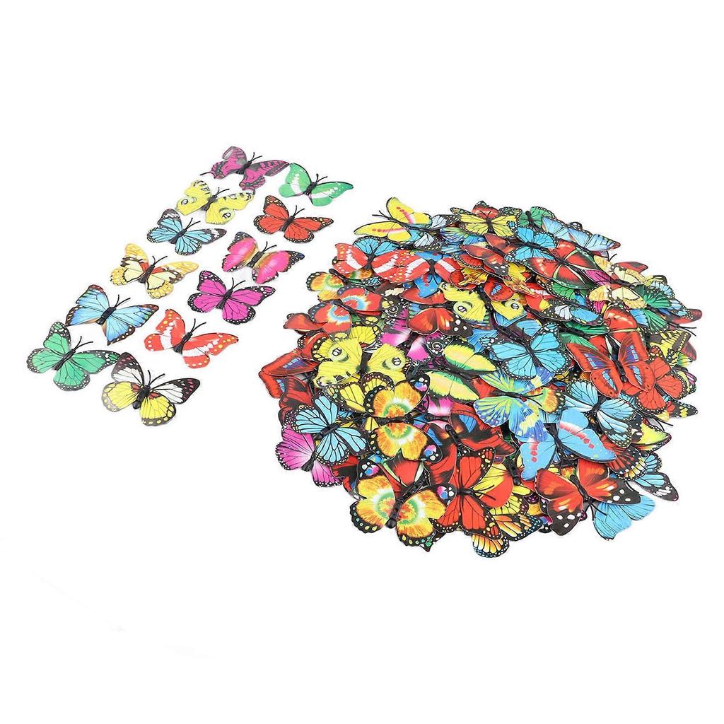 200pcs 7cm Butterfly Decals PVC 3D Butterflies Removable Mural Wall Stickers for Home Room Bedroom Party Decoration