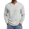 Camicia da Uomo a Maniche Lunghe in Maglia Waffle - Scollo a V, Tessuto Morbido e Traspirante, Vestibilità Rilassata per l'Uso Quotidiano Casual