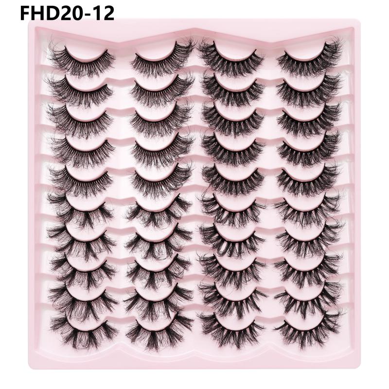 20 Pairs Faux Mink Lashes 3D Fluffy Natural Lashes Makeup False Eyelashes Russian Strip Lashes Eyelash Extension