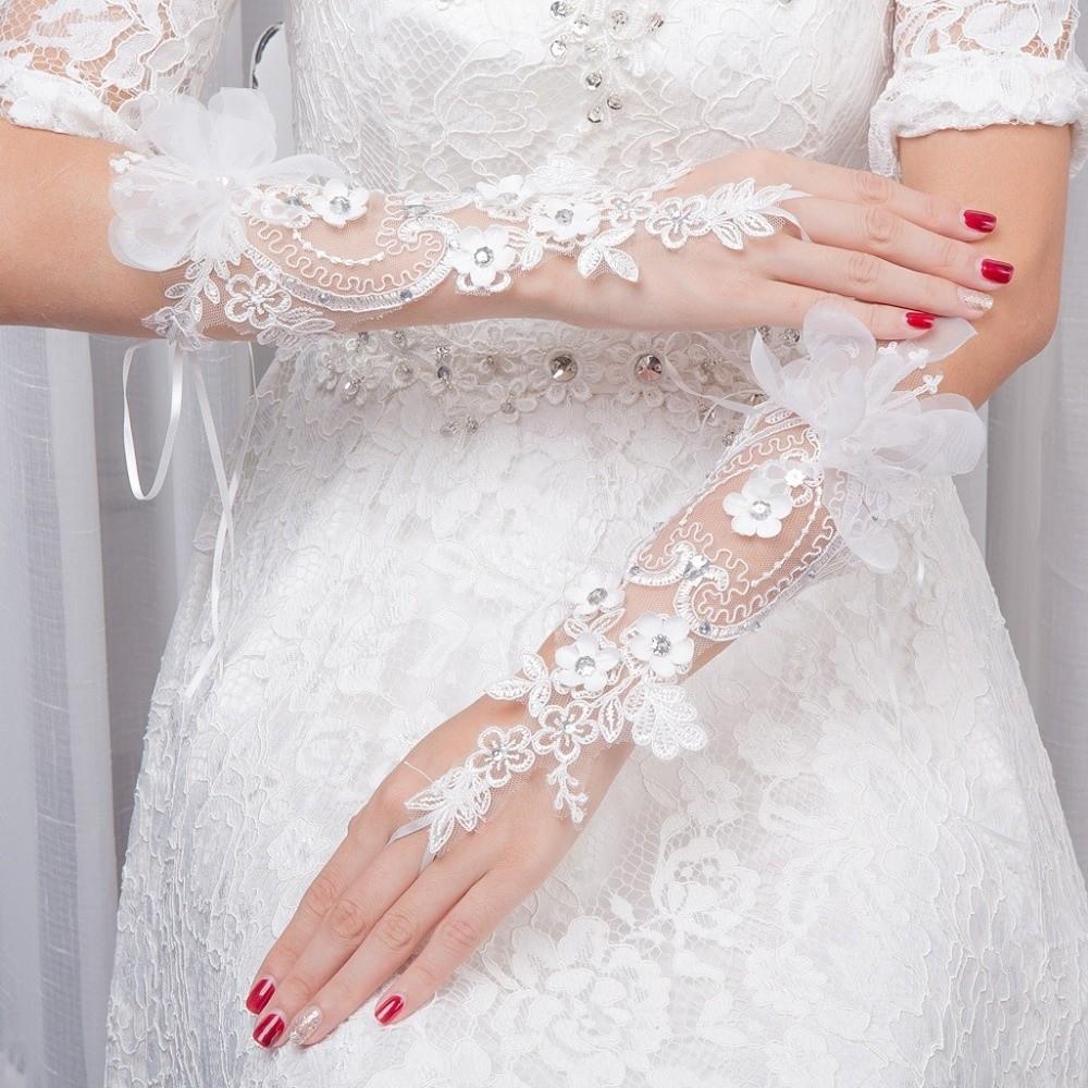 1 Pair Classic Bride Gloves Flower Finger Hook Lace Gloves Wedding Ceremony