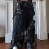 Gothic Punk Mehrere Taschen Reißverschluss Schwarze Jeans Herren und Damen Y2K Amerikanisch Baggy Mode Vintage Lässig Locker Weiter Bein Jeans