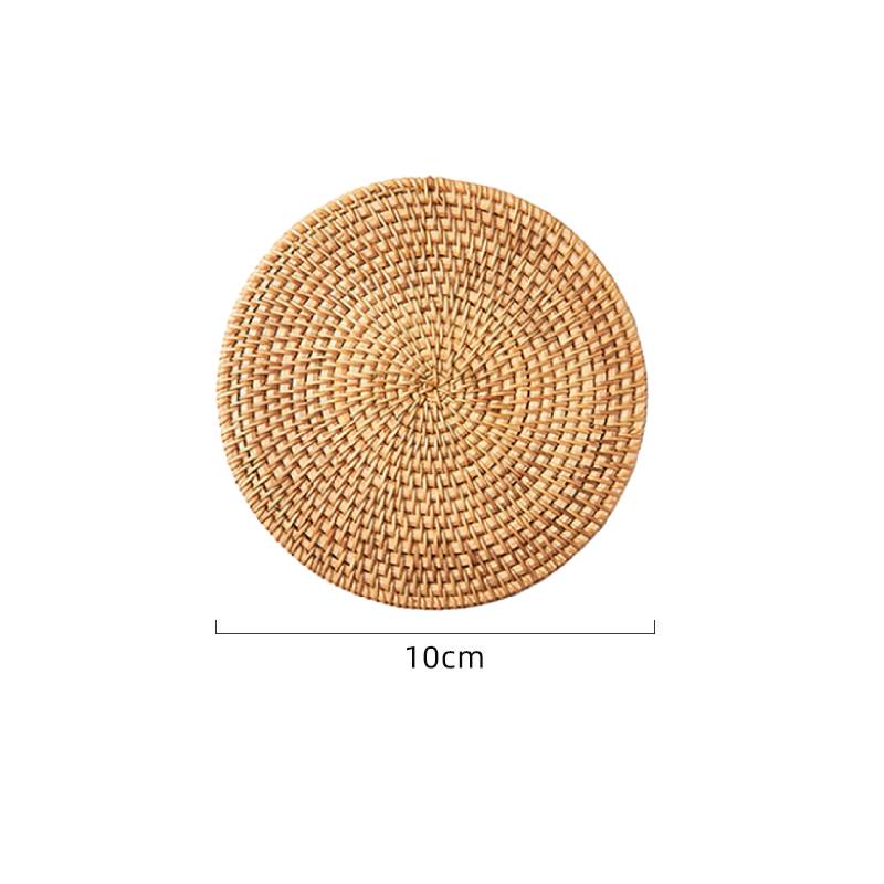 Rattan Coaster Handwoven Colorful Shell Coasters Heat Resistant Cup Mat Coffee Tea Mug Placemat Boho Decorative Coasters Kitchen